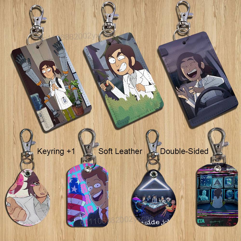 Leather Card Wallet - hot cute Inside Job Keychain Holder