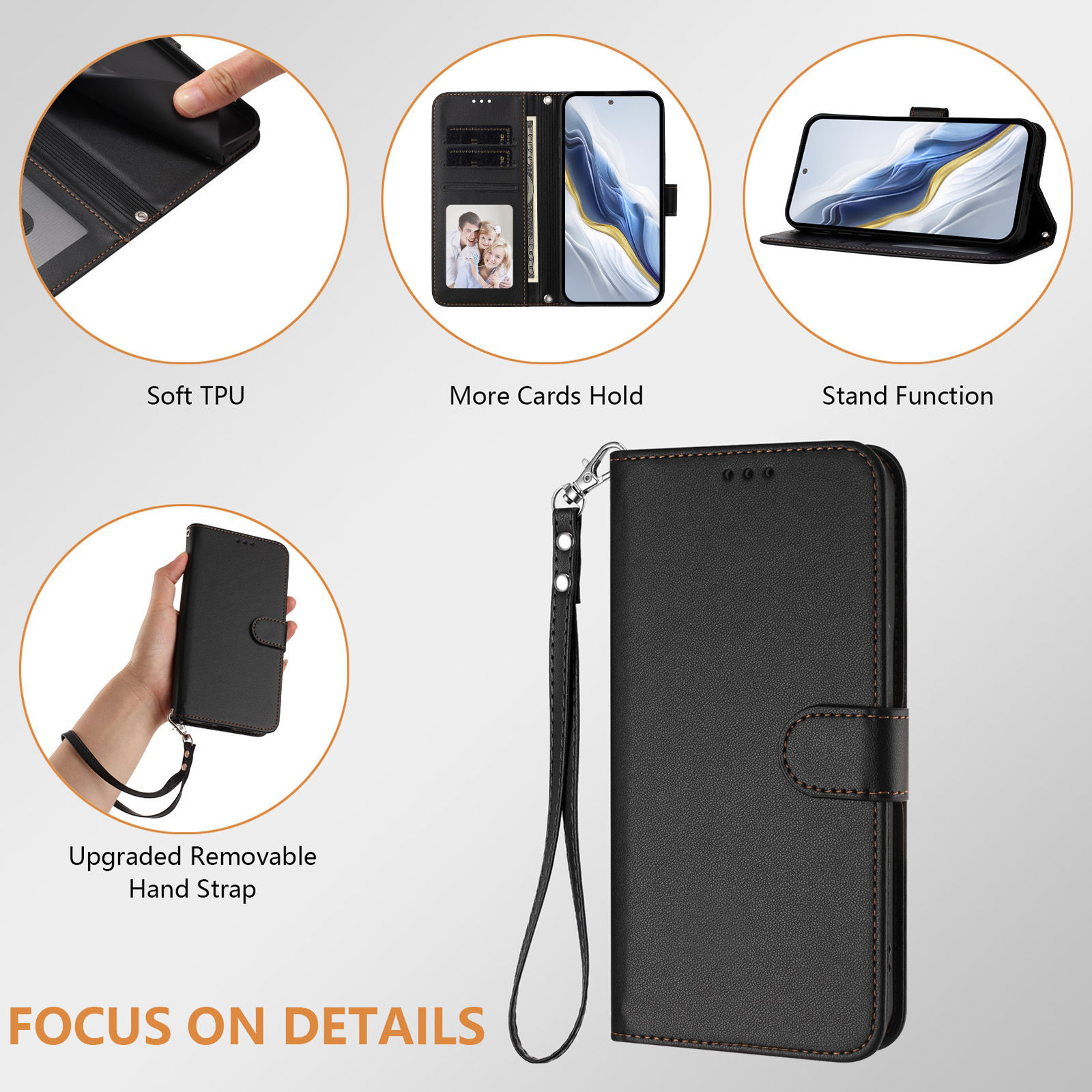 Solid Color PU Leather Lanyard - Leather Card Wallet reseña y precio