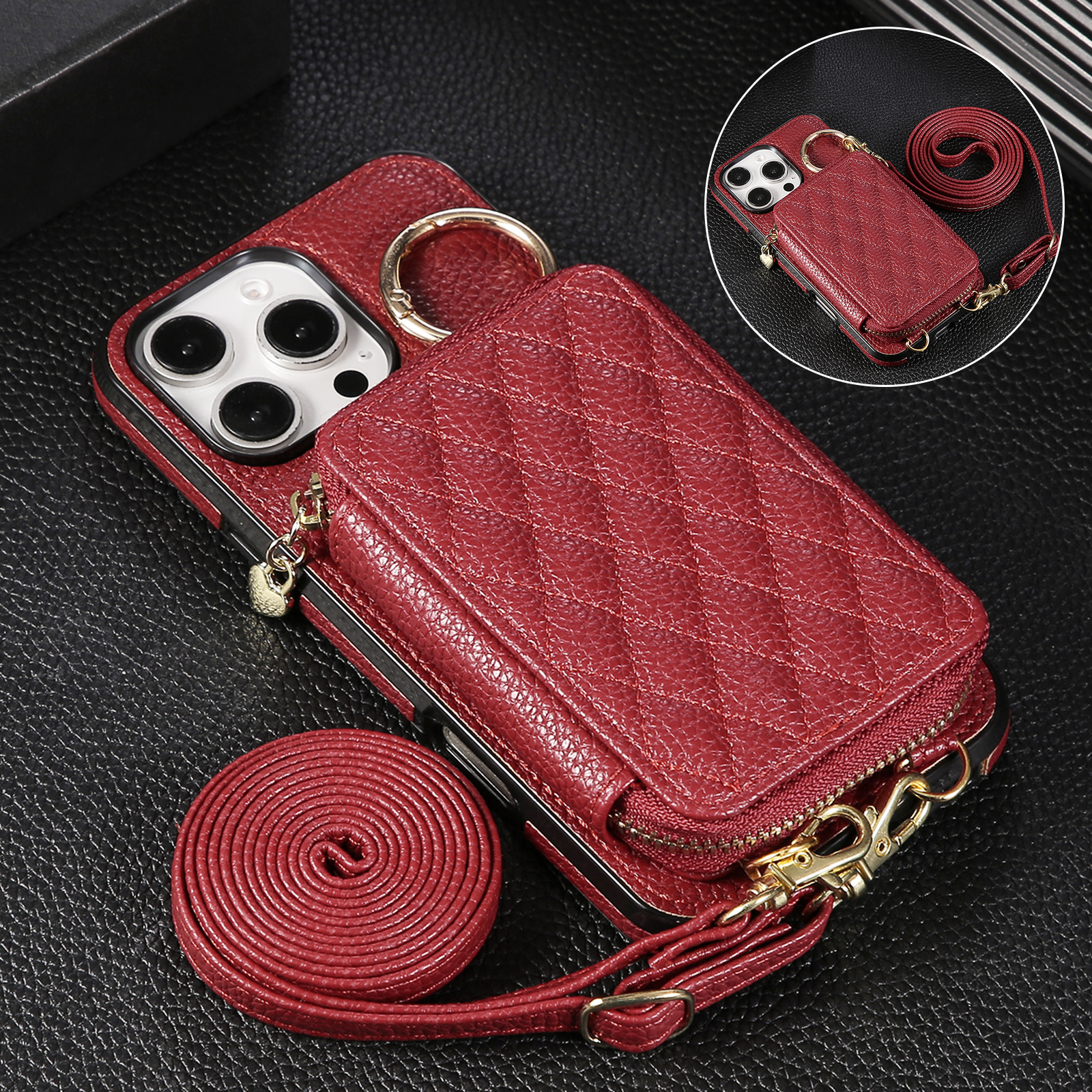 Crossbody Zipper Card Bag Wall - Leather Card Wallet reseña y precio