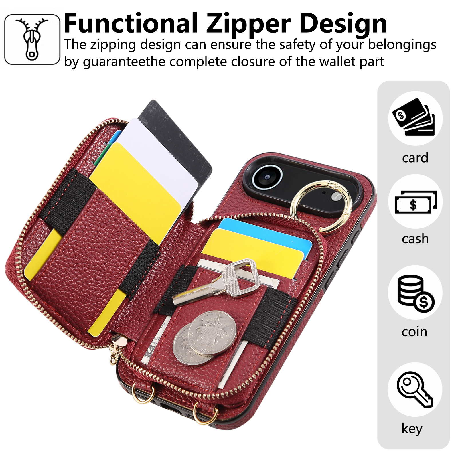 Crossbody Zipper Card Bag Wall - Leather Card Wallet reseña y precio