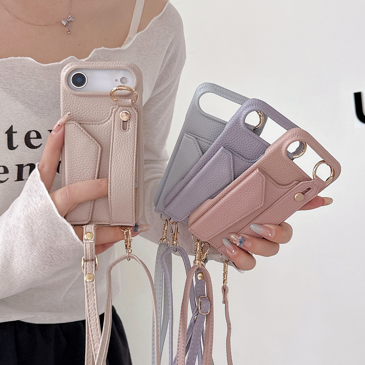 Wrist Strap Crossbody Ring Hol - Leather Card Wallet reseña y precio
