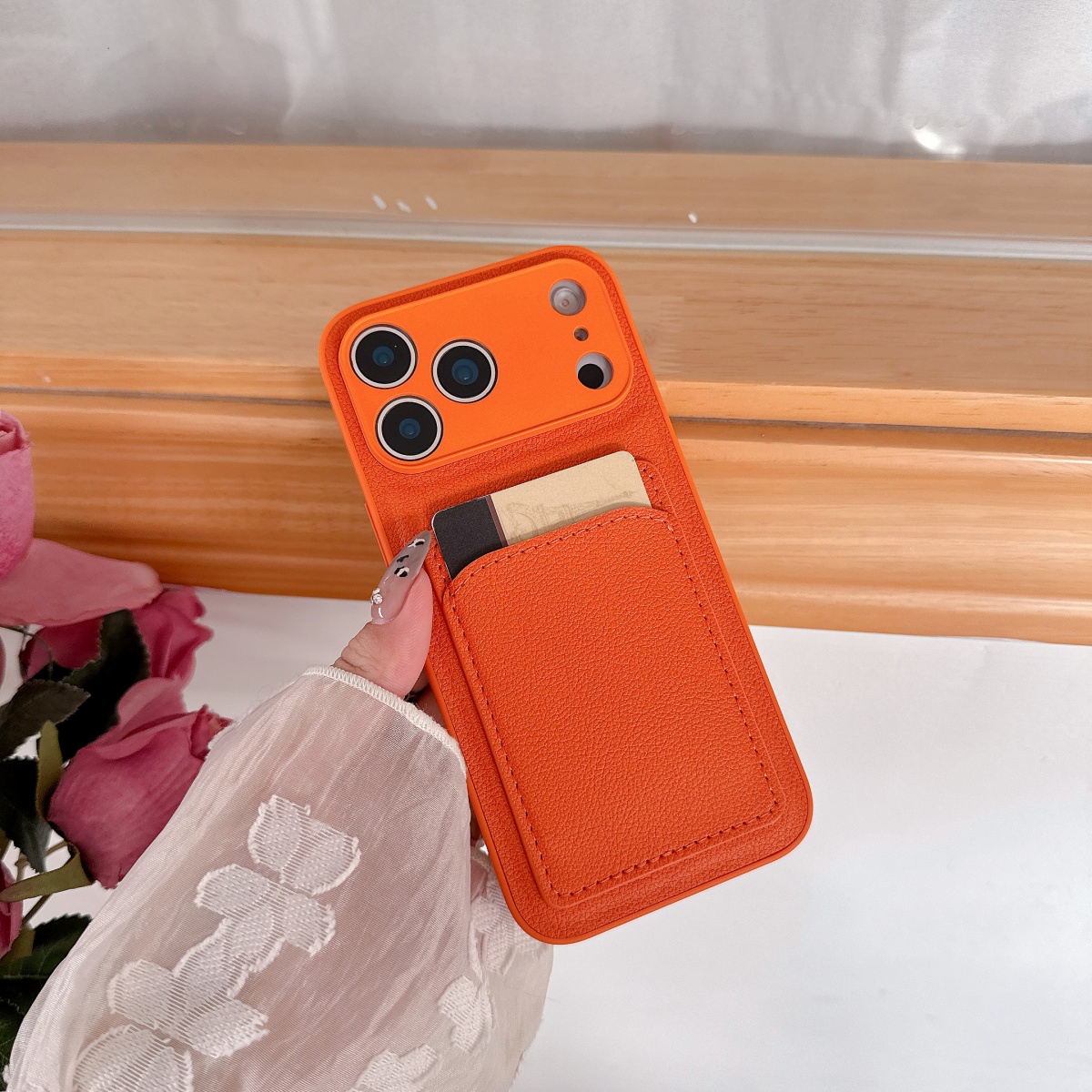Leather Orange Color Card Hold - Leather Card Wallet reseña y precio