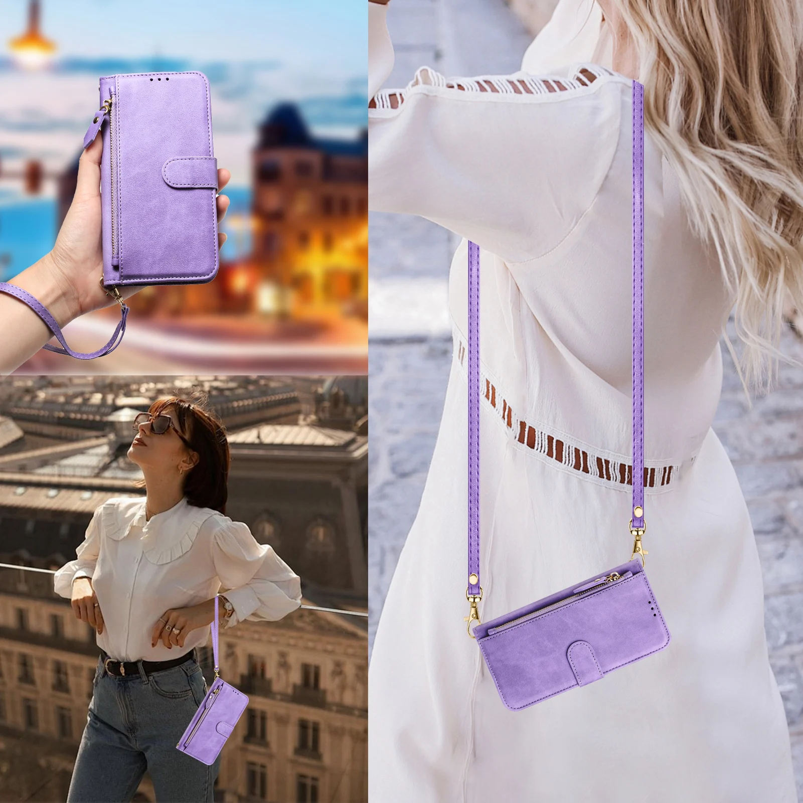 Crossbody Zipper Cards Solt Le - Leather Card Wallet reseña y precio
